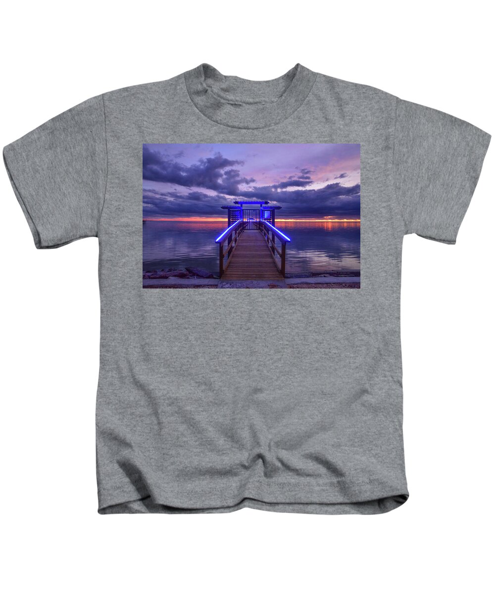 Pier Kids T-Shirt featuring the photograph Pier Blues 4 by Christopher Rice