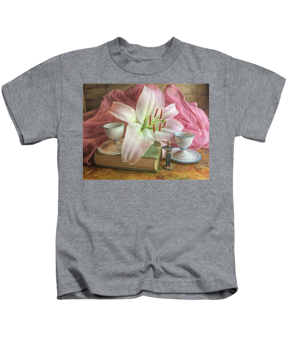 Pink Lily Still Life Kids T-Shirt featuring the photograph Pink Lily Still Life by Bellesouth Studio