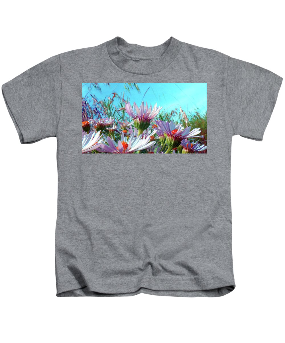 Daisy Kids T-Shirt featuring the digital art Pink Wild Flowers In The Columbia Basin Steppe by Lisa Kaiser