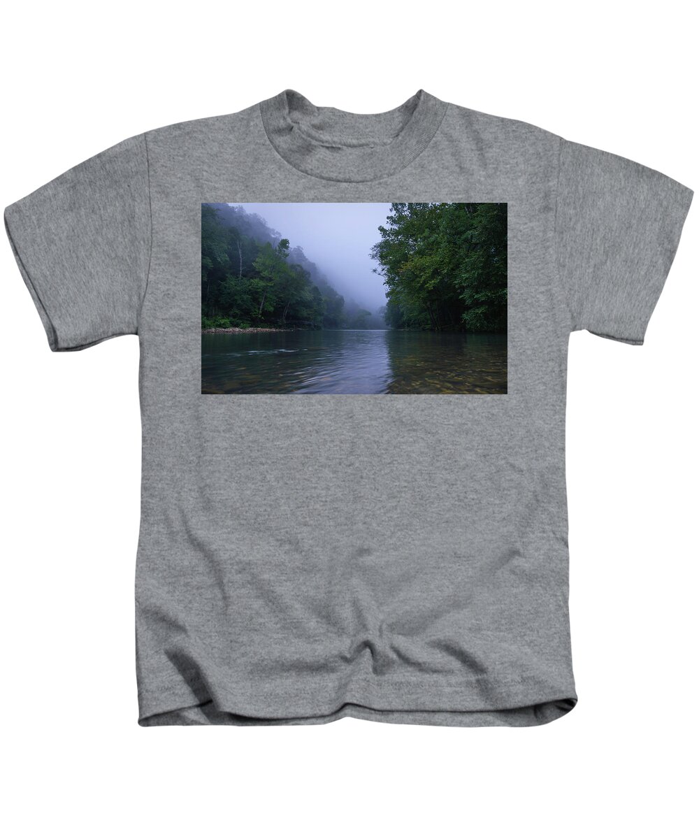Ponca Fog Kids T-Shirt featuring the photograph Ponca Fog by David Dedman