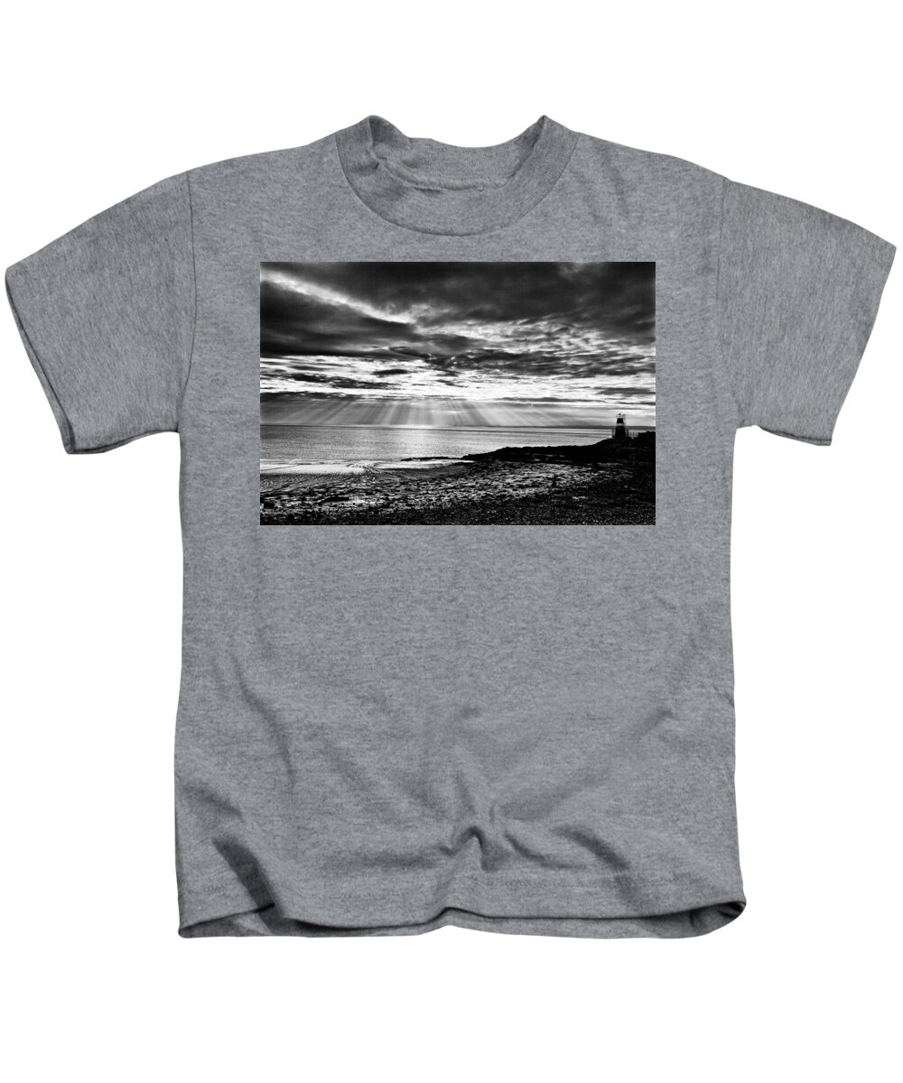 Sea Scapes Kids T-Shirt featuring the photograph Portishead Lighthouse by Mark Egerton