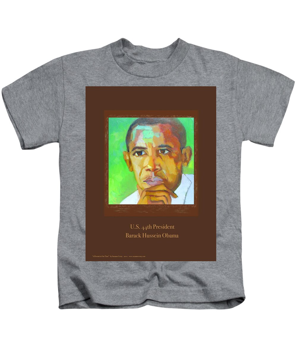 Presendential Kids T-Shirt featuring the digital art President Barack Hussein Obama, Poster by Suzanne Giuriati Cerny