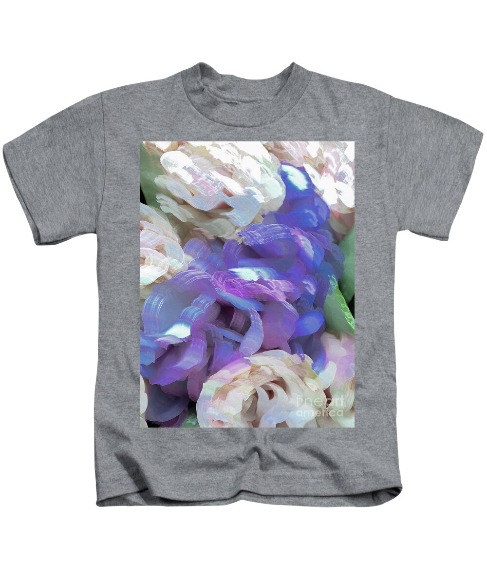Abstract Kids T-Shirt featuring the photograph Purple and White flower abstract by Phillip Rubino