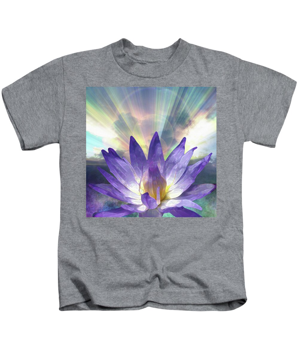 Abstract Kids T-Shirt featuring the digital art Purple Lotus by Bruce Rolff