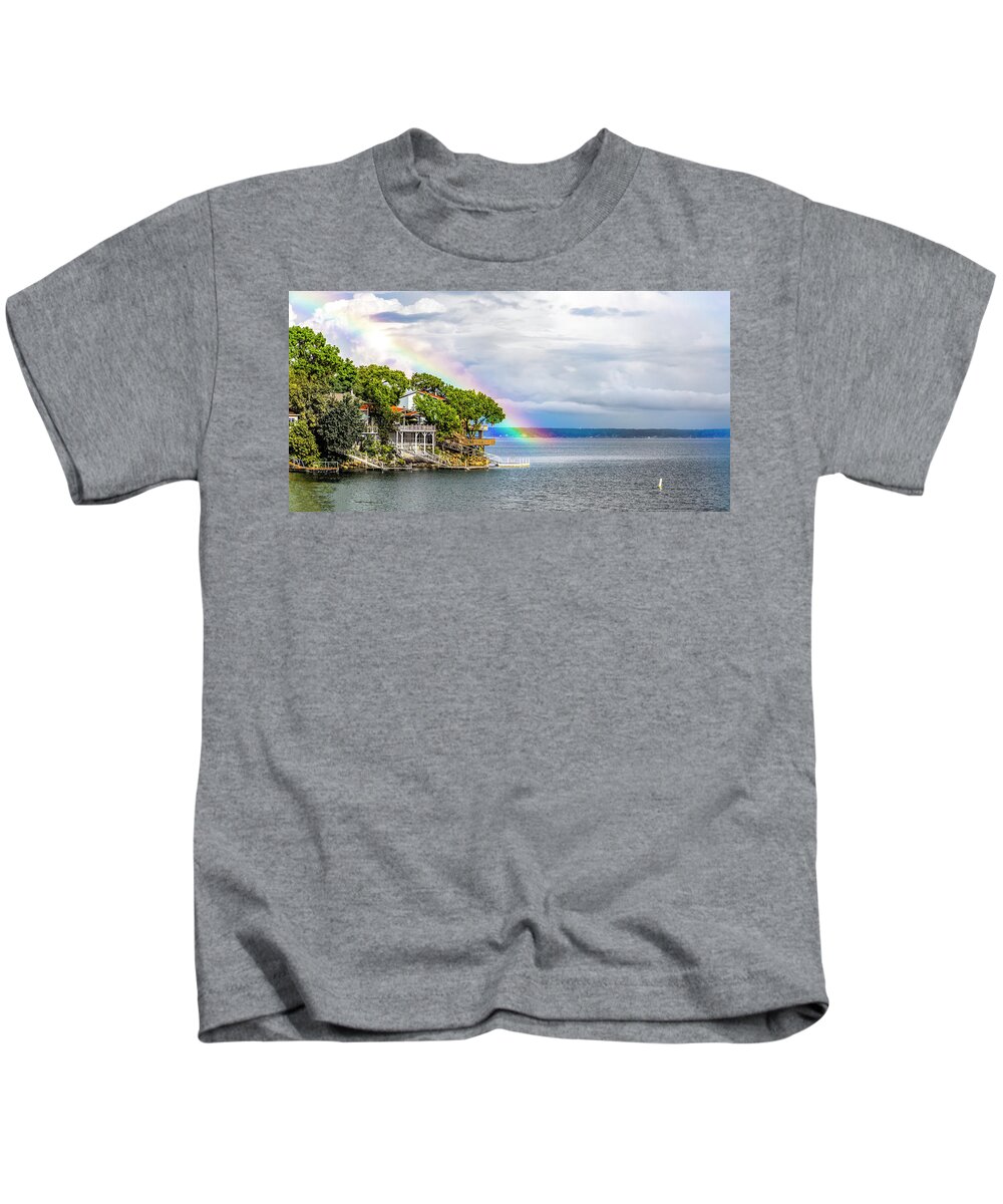 Rainbow Kids T-Shirt featuring the photograph Rainbow Over Grand Point by David Wagenblatt