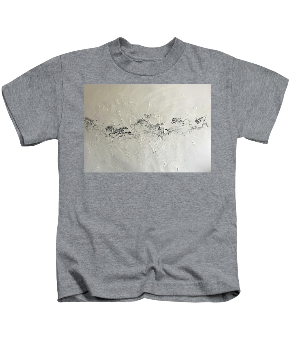 Horses Kids T-Shirt featuring the painting Rampage Run by Elizabeth Parashis