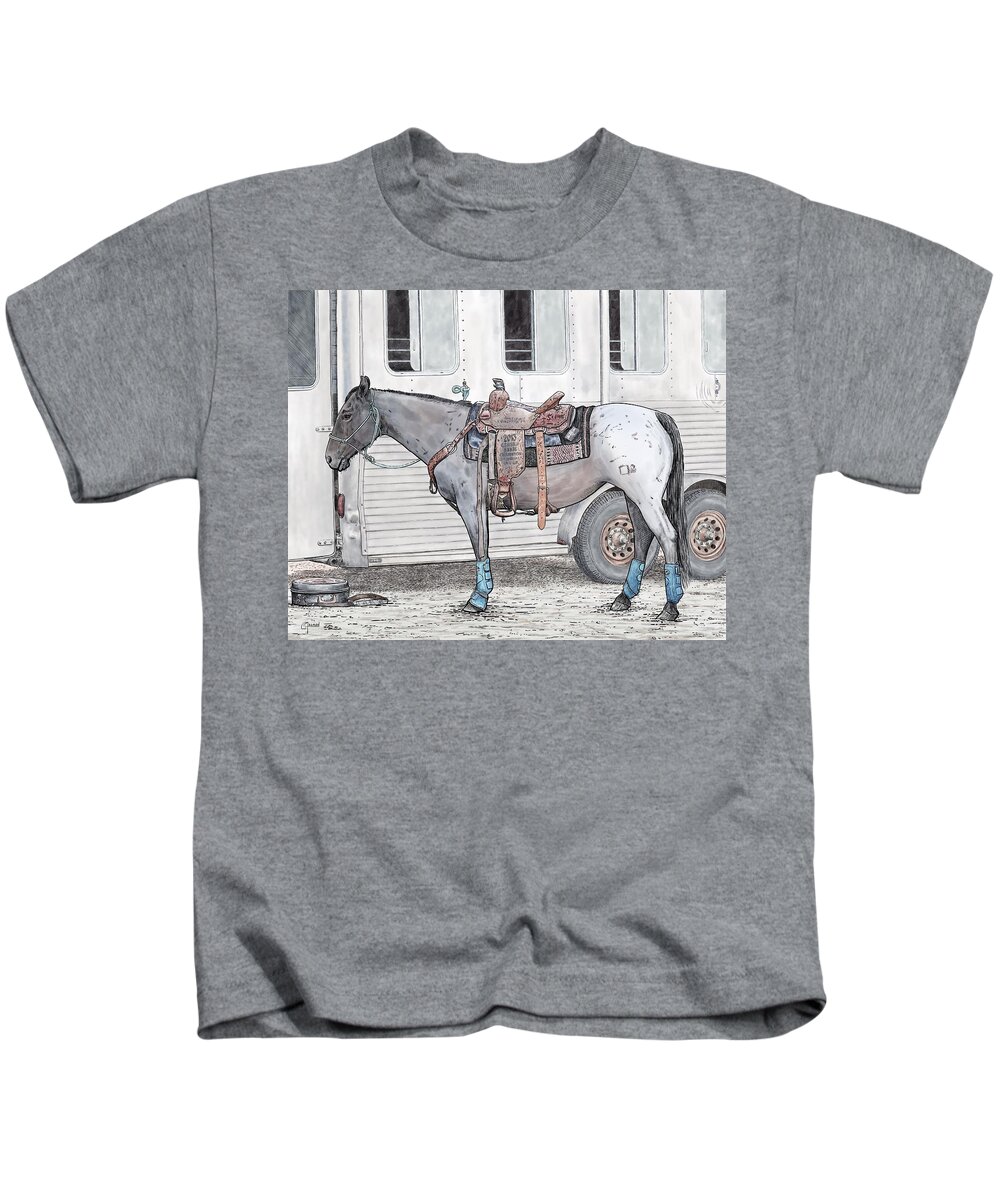 Horse Kids T-Shirt featuring the digital art Ready for Battle by Rick Adleman