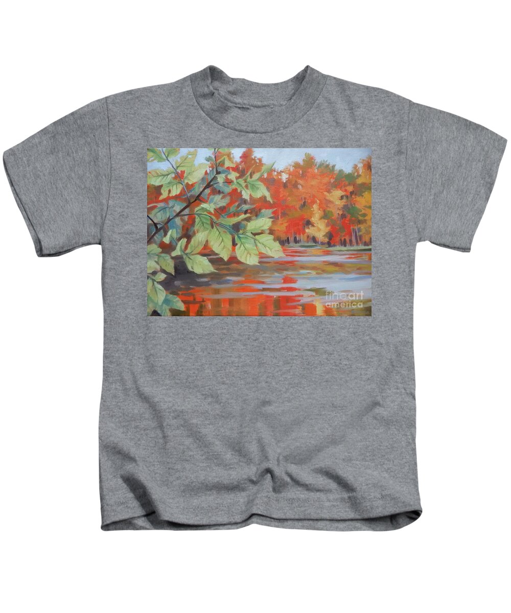 Landscape Kids T-Shirt featuring the painting Red Autumn by K M Pawelec