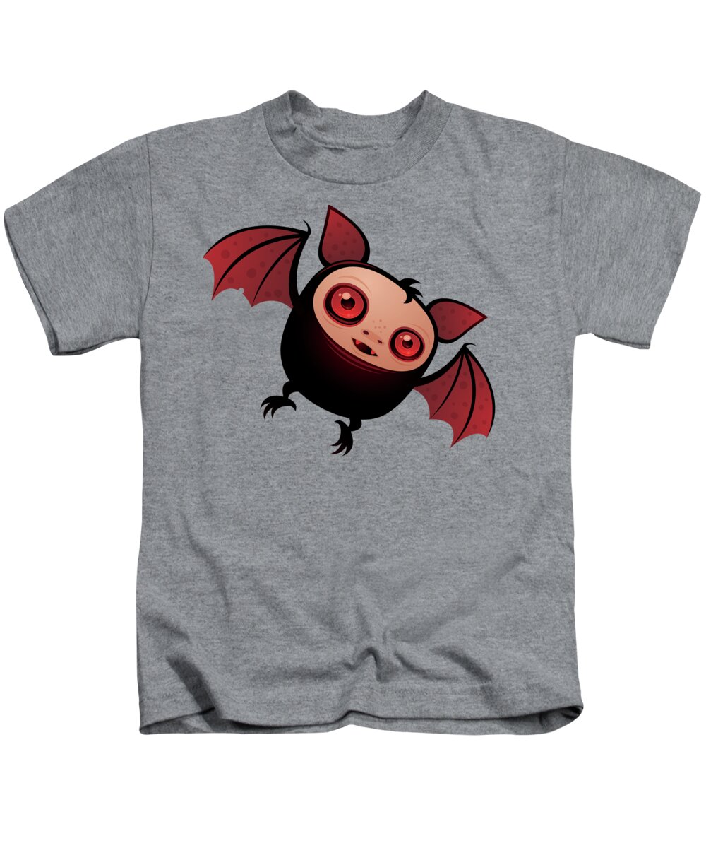 Cute Kids T-Shirt featuring the digital art Red Eye the Vampire Bat Boy by John Schwegel