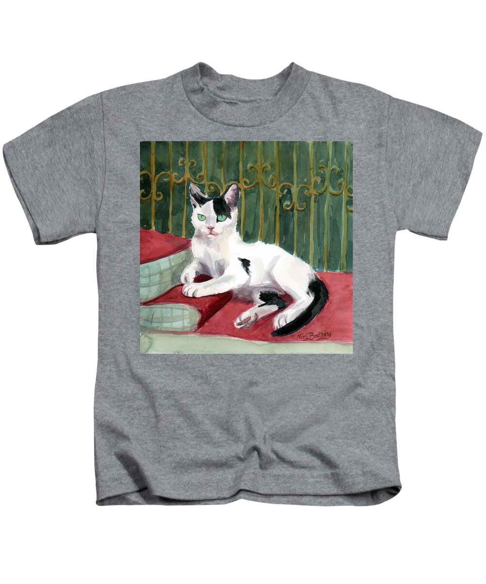 Cat Kids T-Shirt featuring the painting Regal Deano by Mimi Boothby