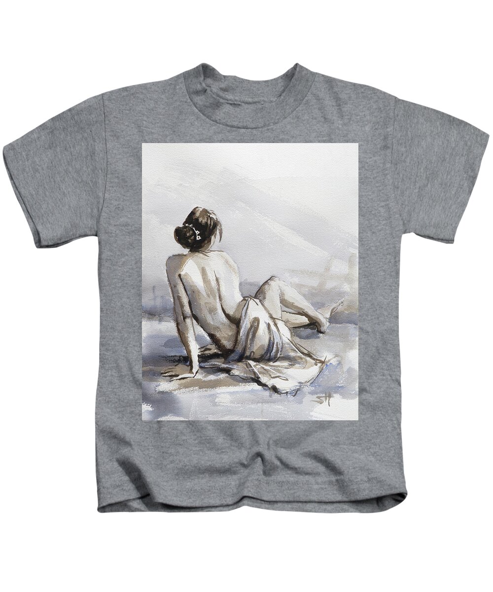 Woman Kids T-Shirt featuring the painting Relaxed by Steve Henderson