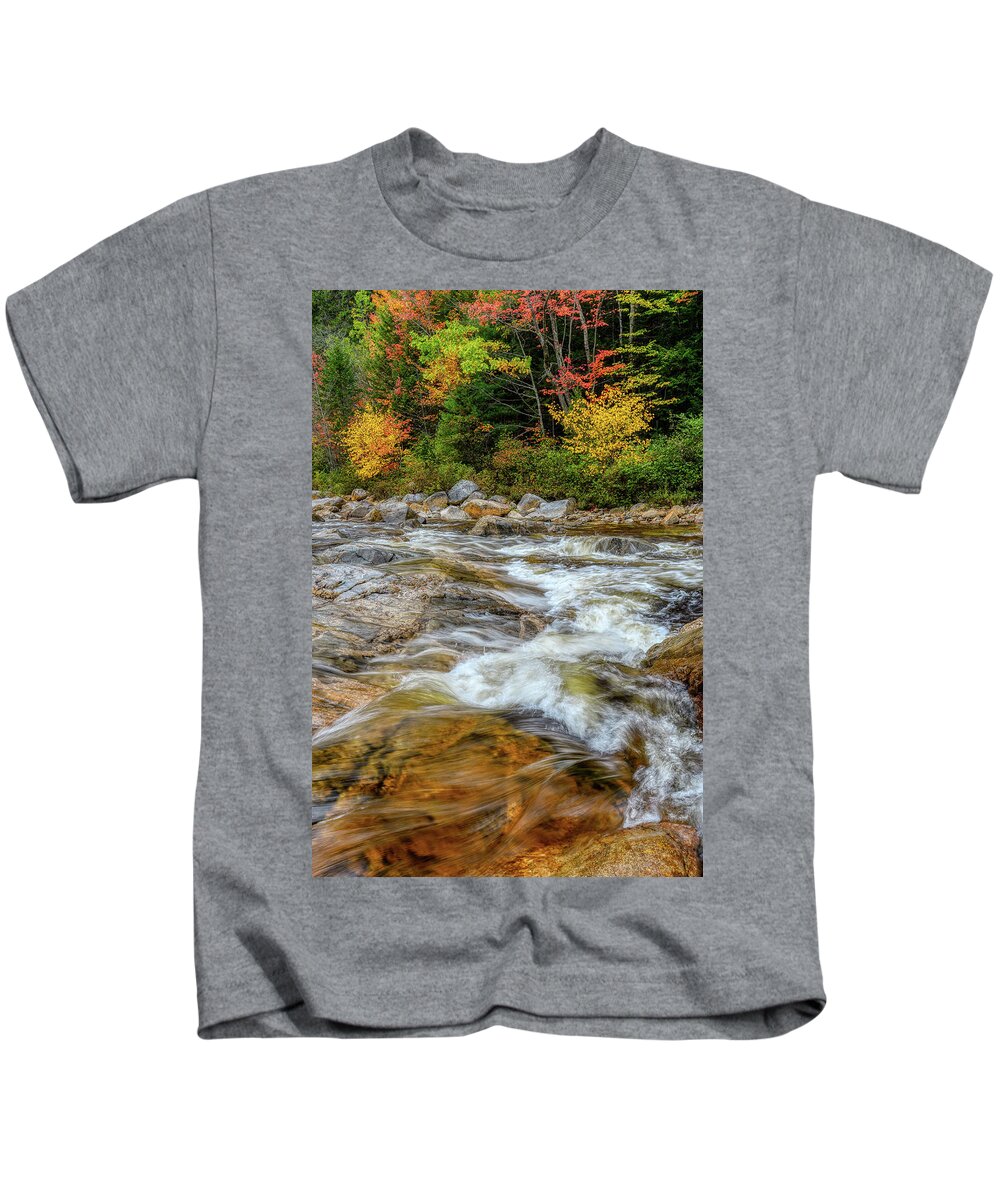 Swift River Nh Kids T-Shirt featuring the photograph River Cross, Swift River NH by Michael Hubley