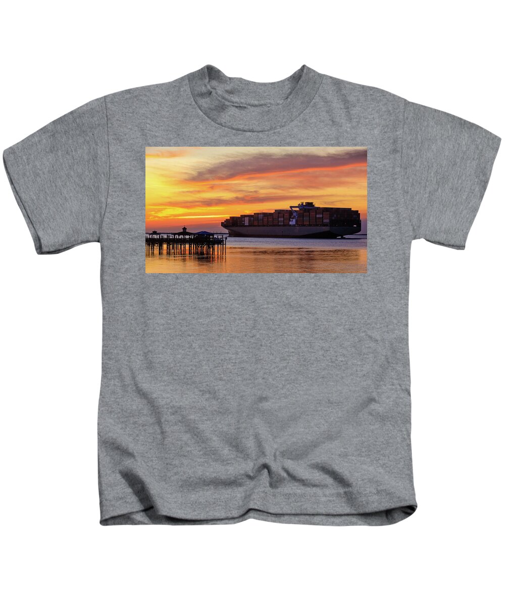 Southport Kids T-Shirt featuring the photograph River Sunrise by Nick Noble