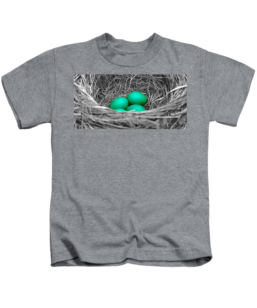 Robin Kids T-Shirt featuring the photograph Robin's Nest Selective by Valentino Visentini