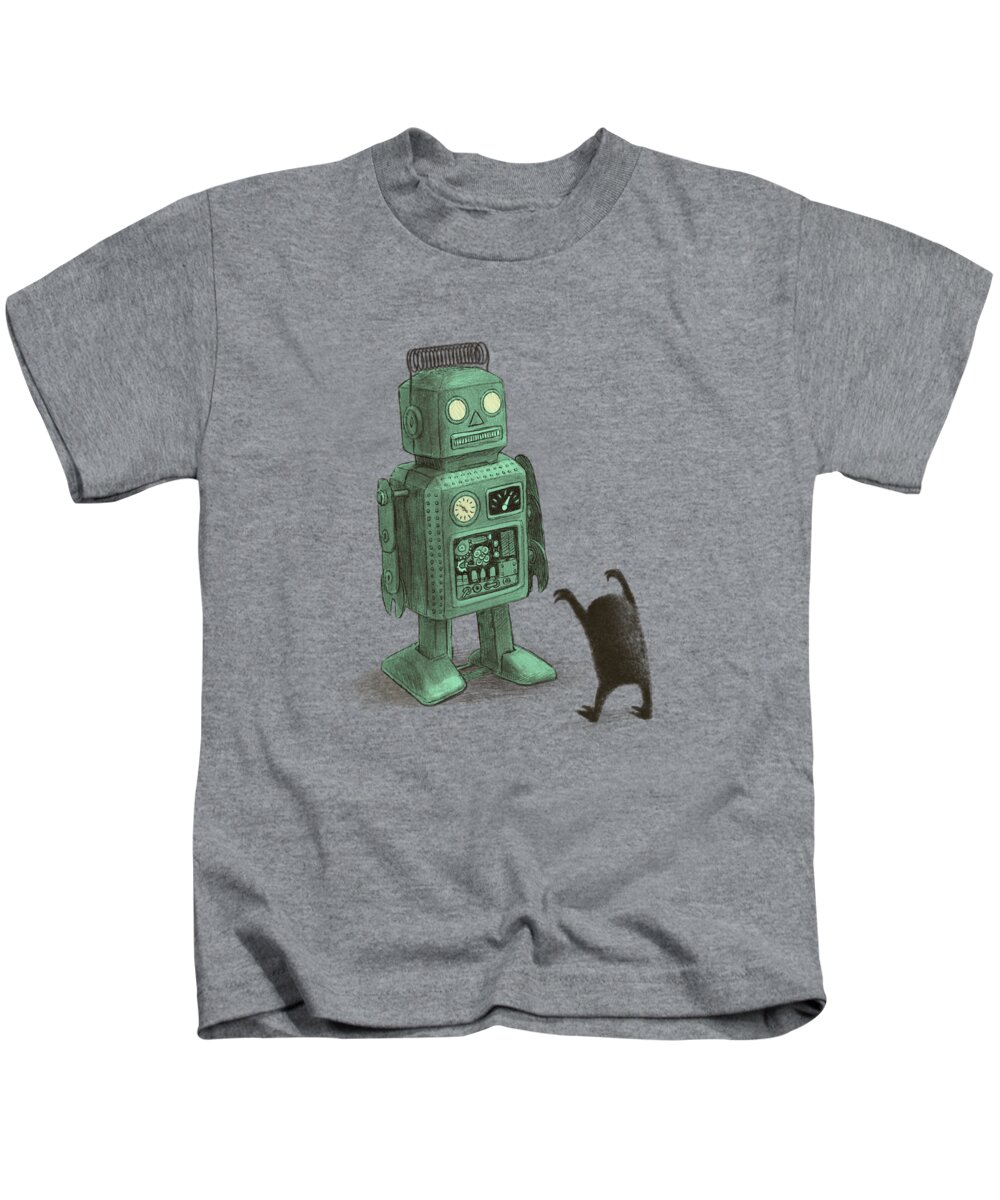 Vintage Kids T-Shirt featuring the drawing Robot Vs Alien by Eric Fan