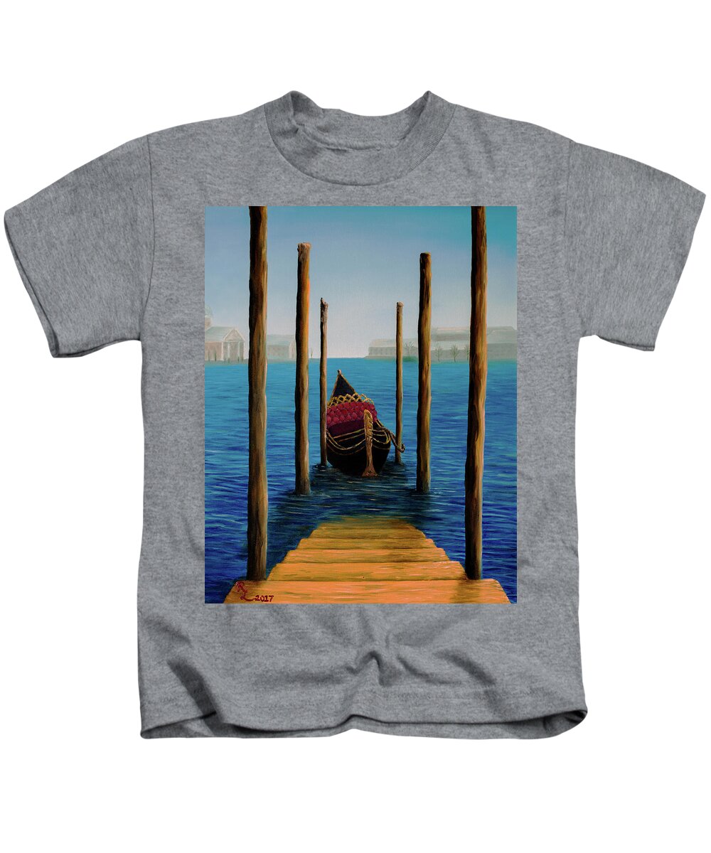 Venice Kids T-Shirt featuring the painting Romantic Solitude by Renee Logan