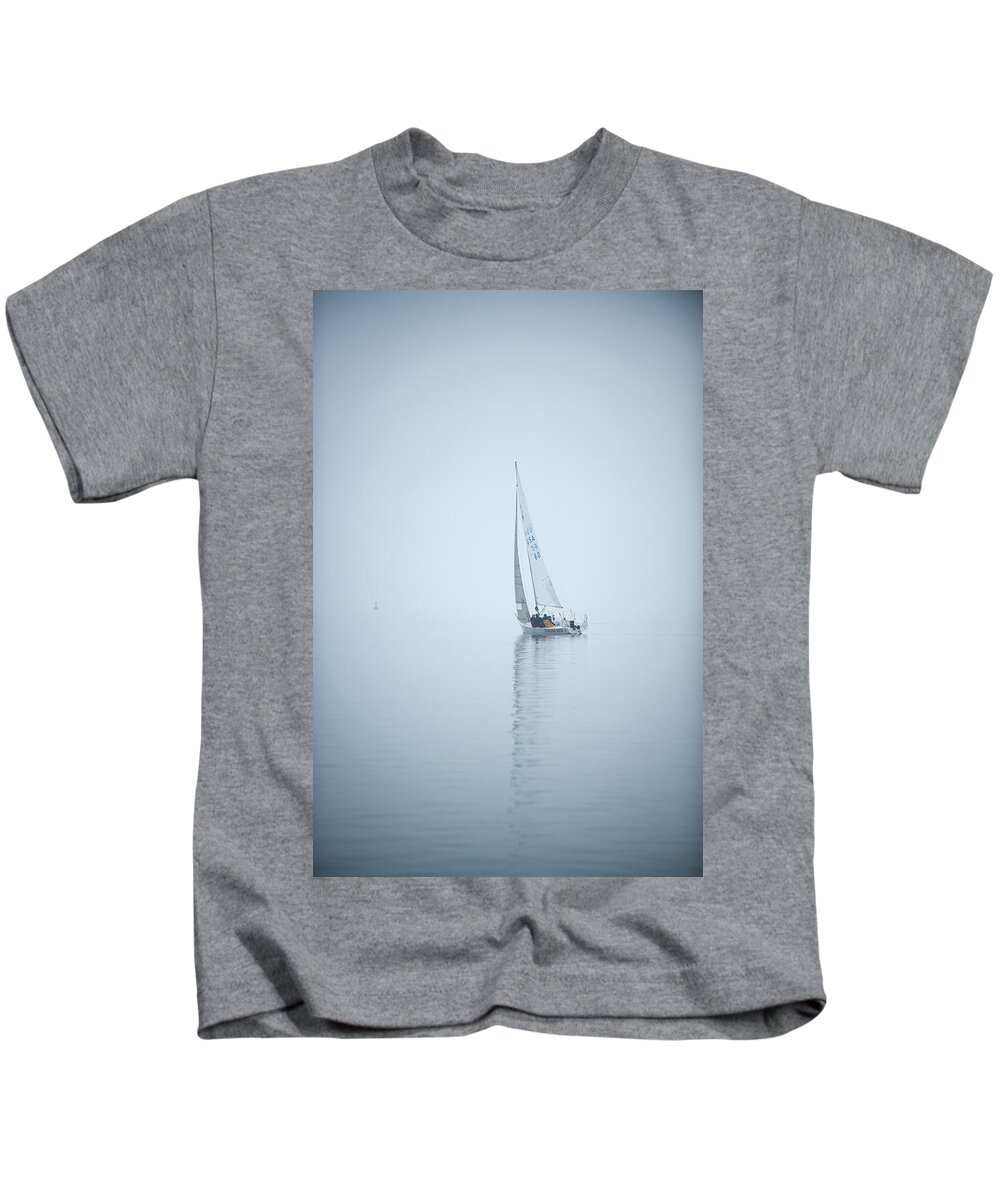 Annapolis Kids T-Shirt featuring the photograph Sailing in the Fog by Mark Duehmig