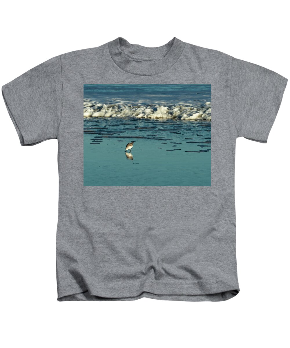 Sandpiper Kids T-Shirt featuring the photograph Sanderlings at Assateague Island National Seashore II by William Dickman