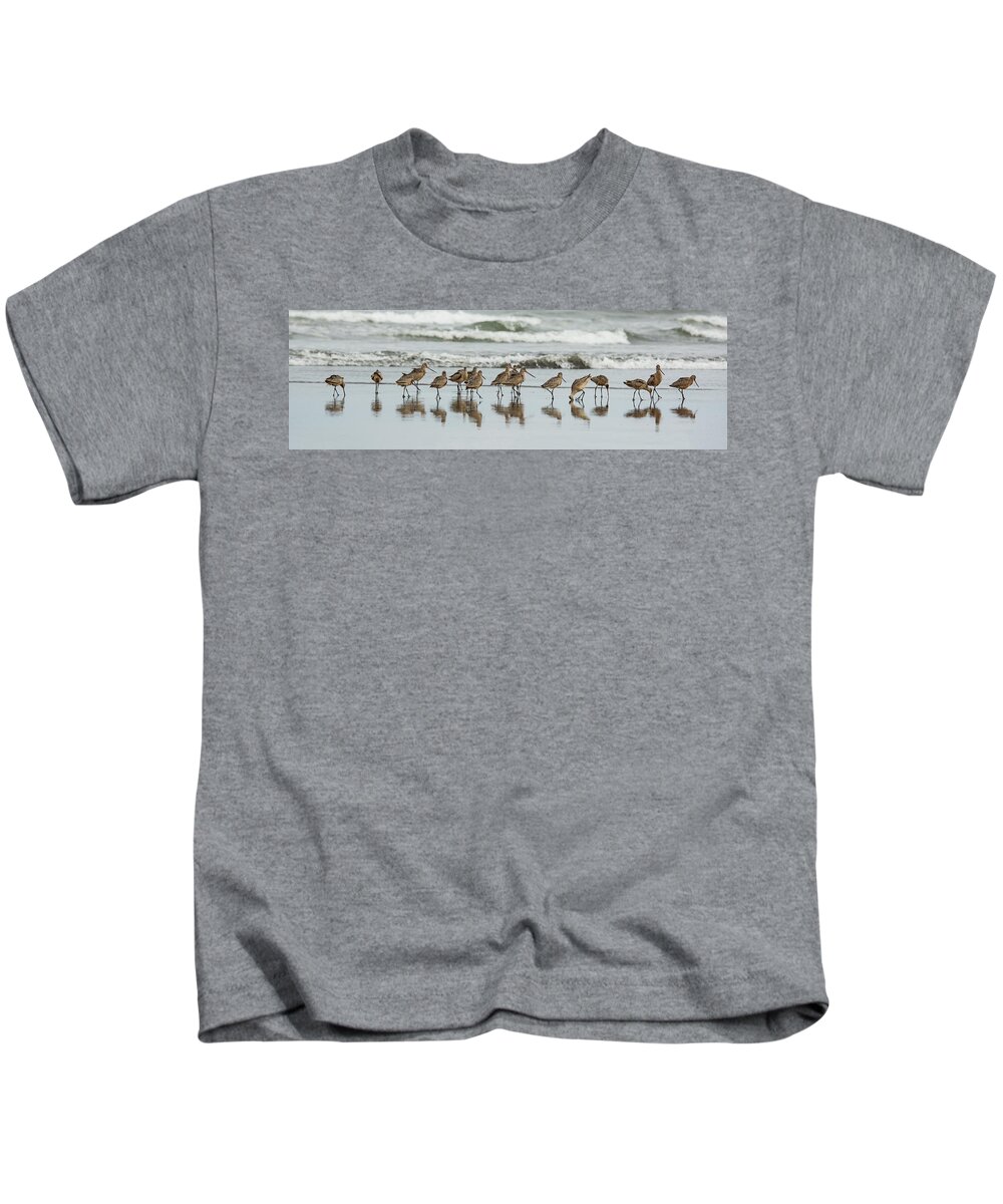 Ocean Kids T-Shirt featuring the photograph Sandpipers Piping by Bob Cournoyer