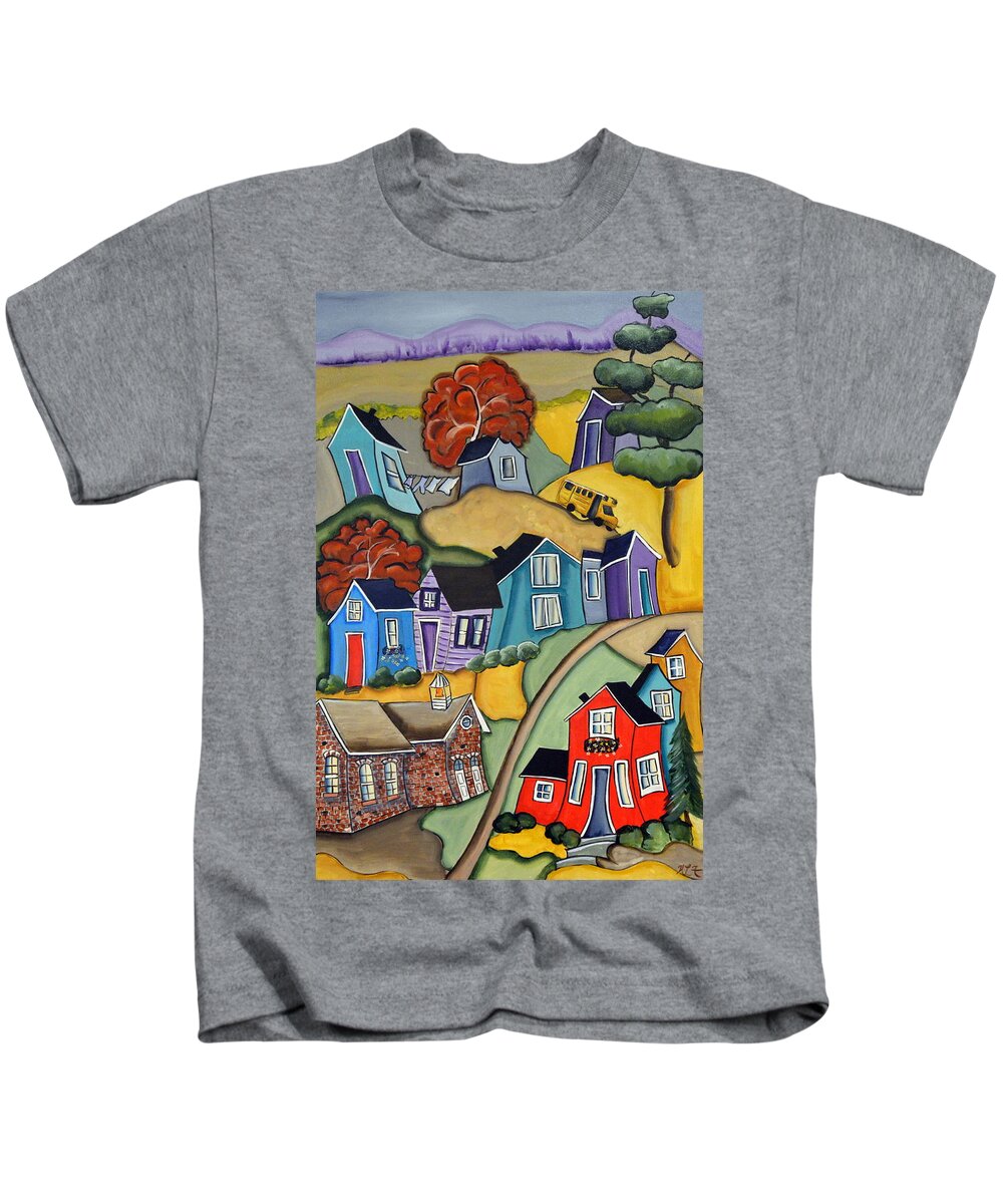 Abstract Kids T-Shirt featuring the painting School Days by Heather Lovat-Fraser