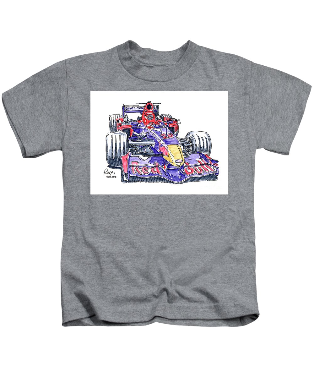 Scuderia Toro Rosso STR1 Formula 1 Racecar Ink Drawing and Water Kids T- Shirt by Frank Ramspott - Fine Art America