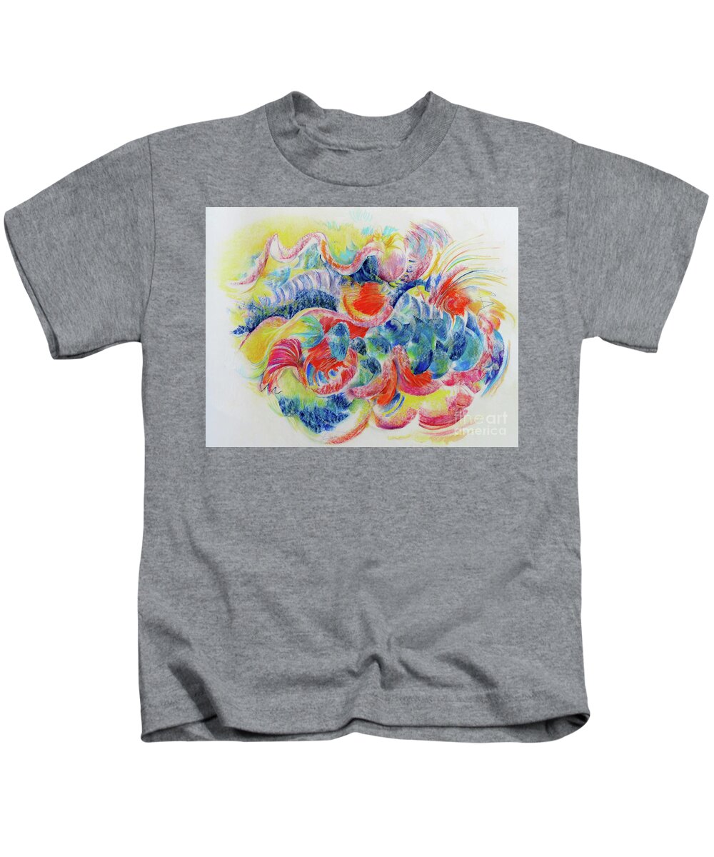 Frenzy Kids T-Shirt featuring the painting Sea Frenzy by Rosanne Licciardi
