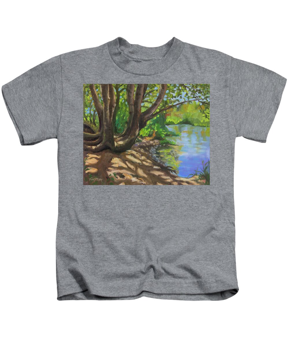 Oregon Kids T-Shirt featuring the painting Secret Swimming Hole by Tara D Kemp