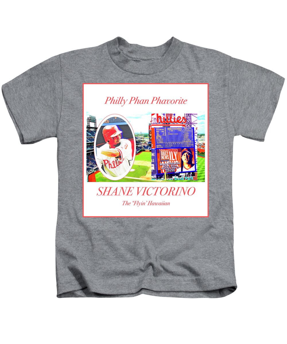 Shane Victorino Kids T-Shirt featuring the photograph Shane Victorino, Philly Phan Phavorite by A Macarthur Gurmankin