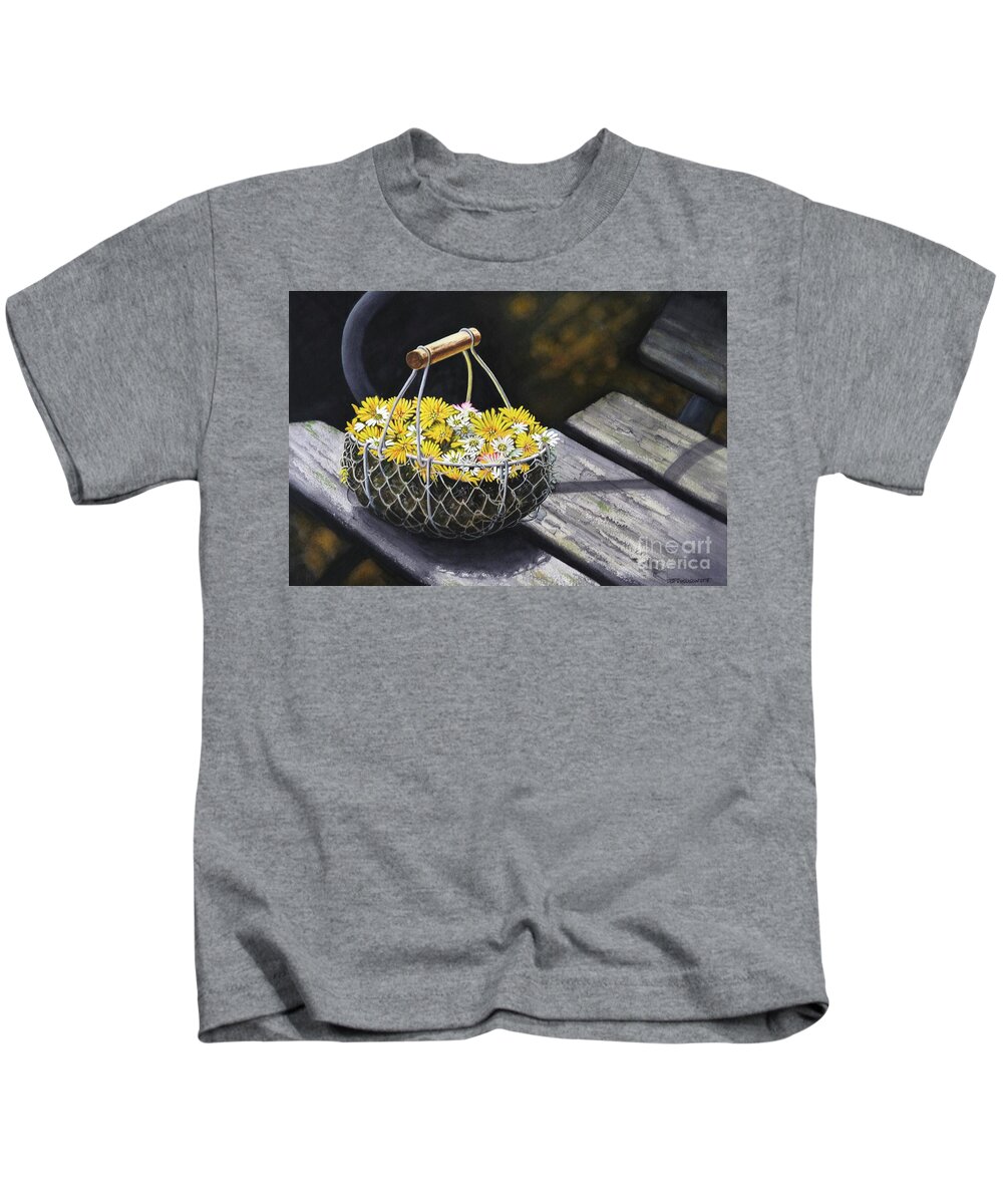 Flowers Kids T-Shirt featuring the painting Sitting Pretty by Jeanette Ferguson