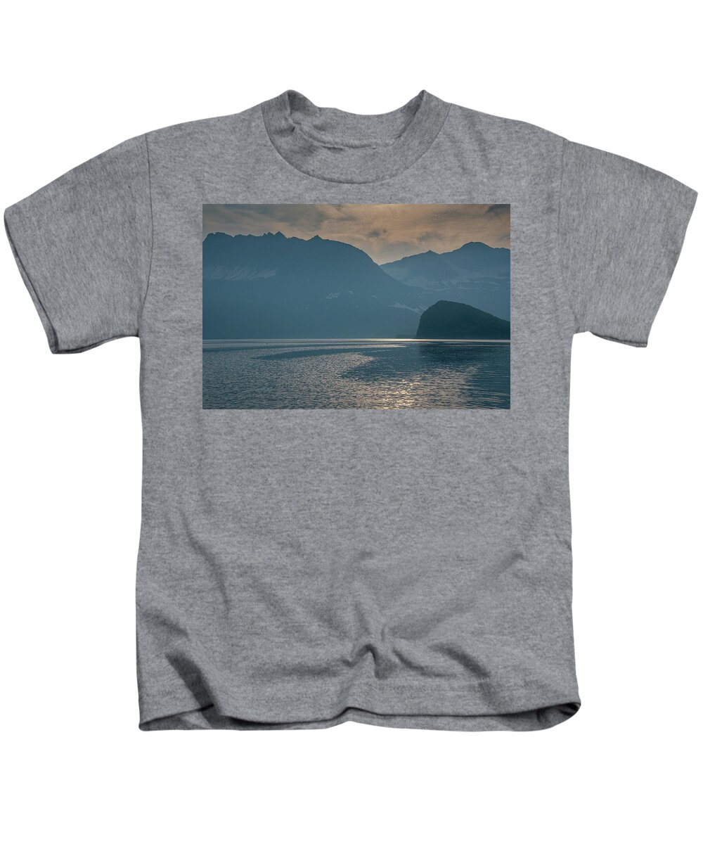 Smoke Kids T-Shirt featuring the photograph Smoky Haze over Geographic Harbor by Mark Hunter
