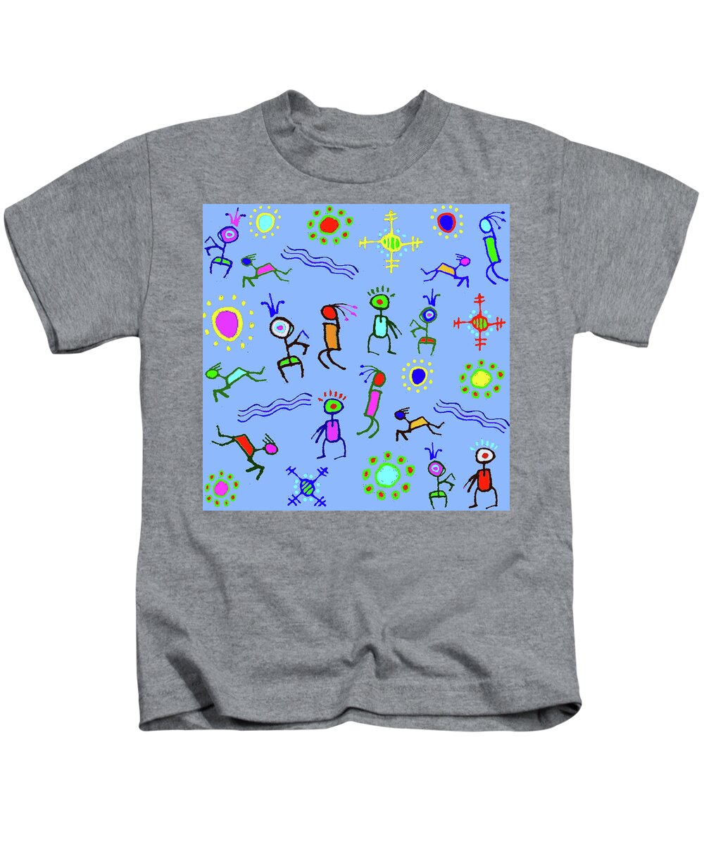 Southwest Petroglyphs Kids T-Shirt featuring the digital art Southwest Contemporary Rock Art by Vagabond Folk Art - Virginia Vivier