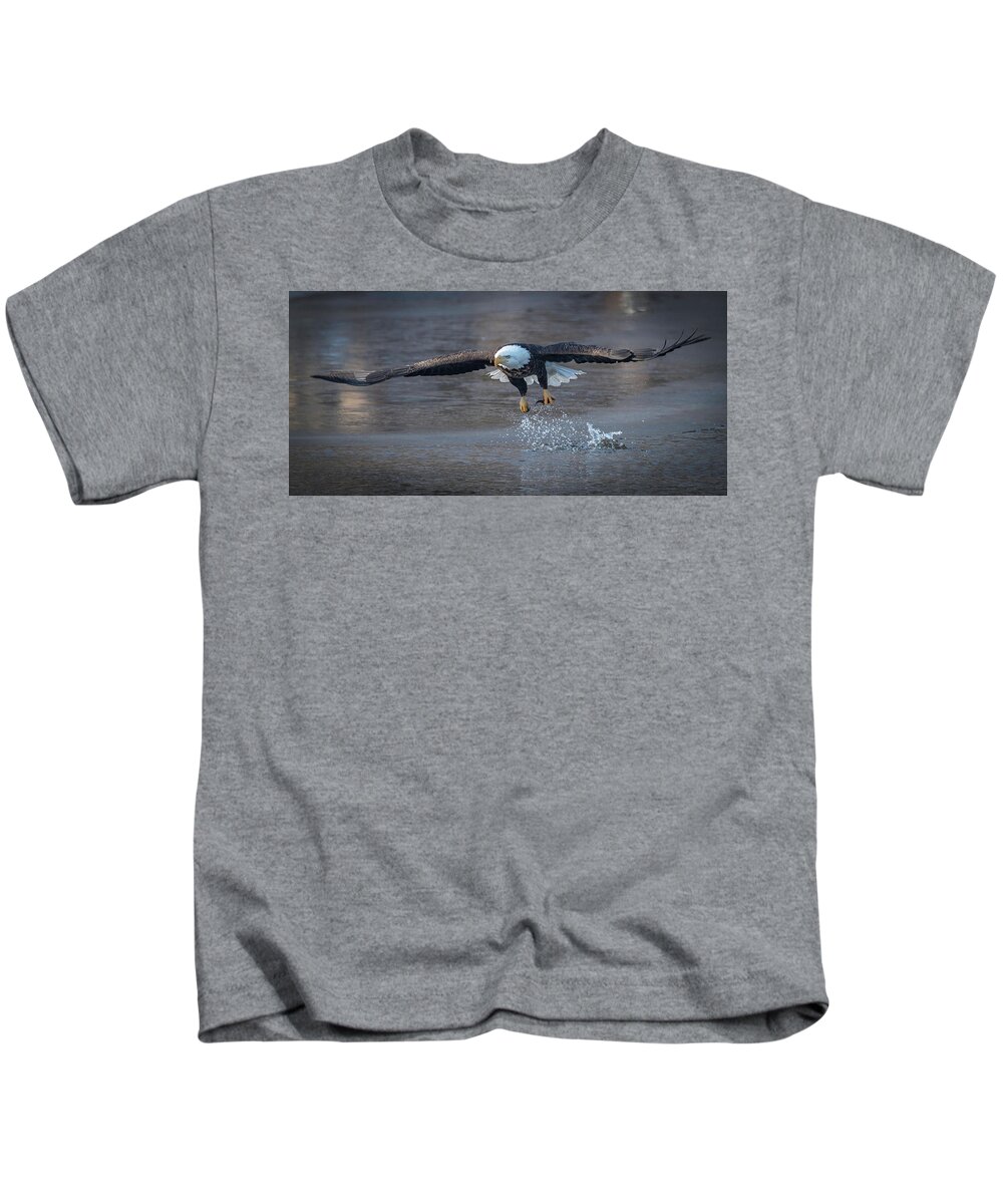 Eagle Kids T-Shirt featuring the photograph Splish Splash by Laura Hedien