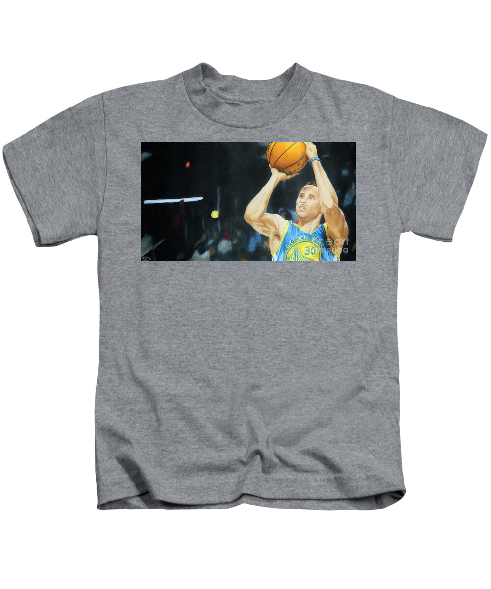 Curry Kids T-Shirt featuring the drawing Steph Curry by Philippe Thomas