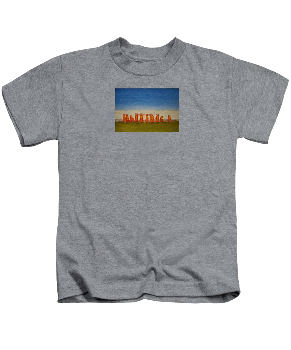 Watercolor Kids T-Shirt featuring the painting Stones of Lore by John Klobucher