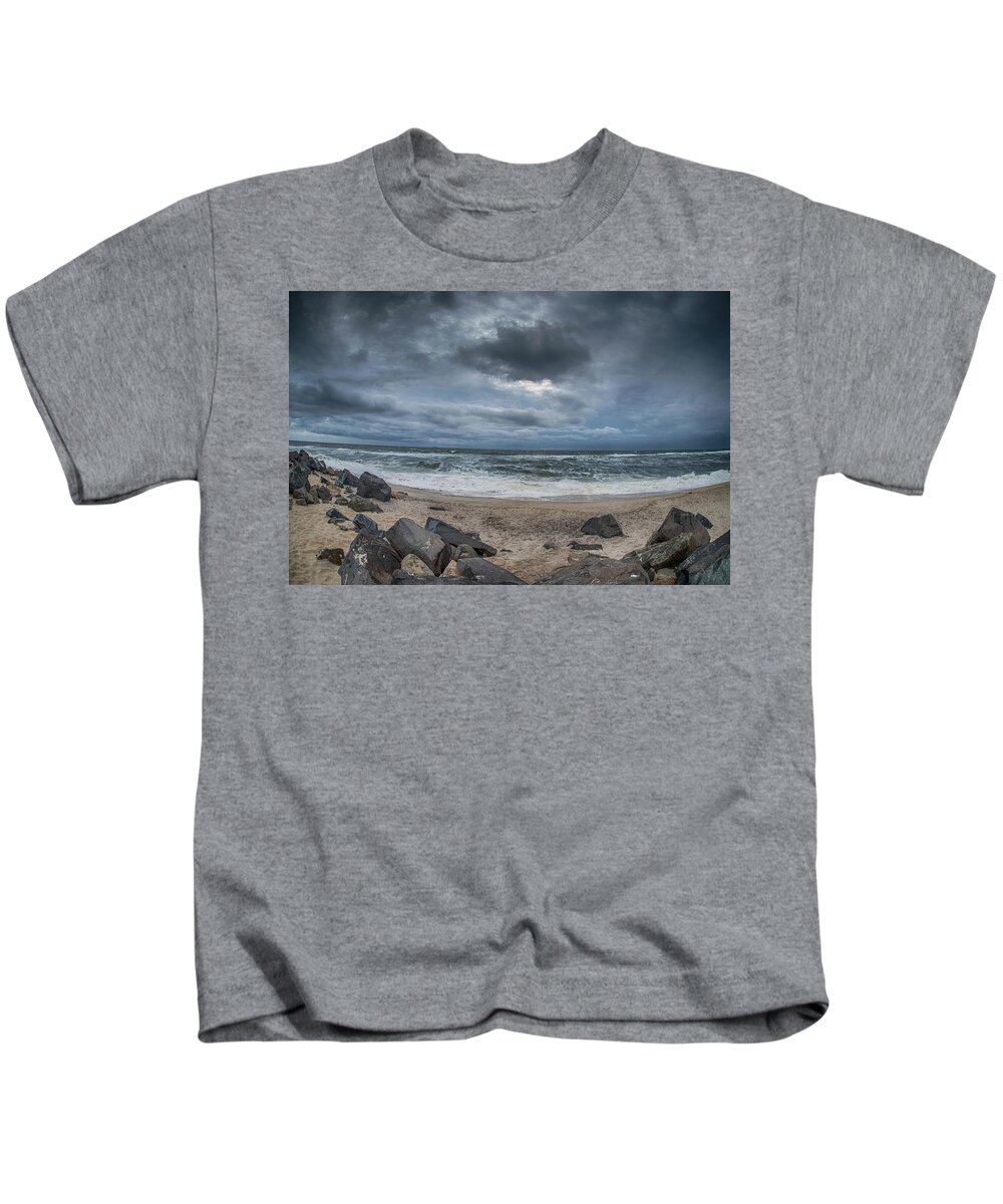 Sandy Hook Kids T-Shirt featuring the photograph Stormy Sandy Hook by Alan Goldberg