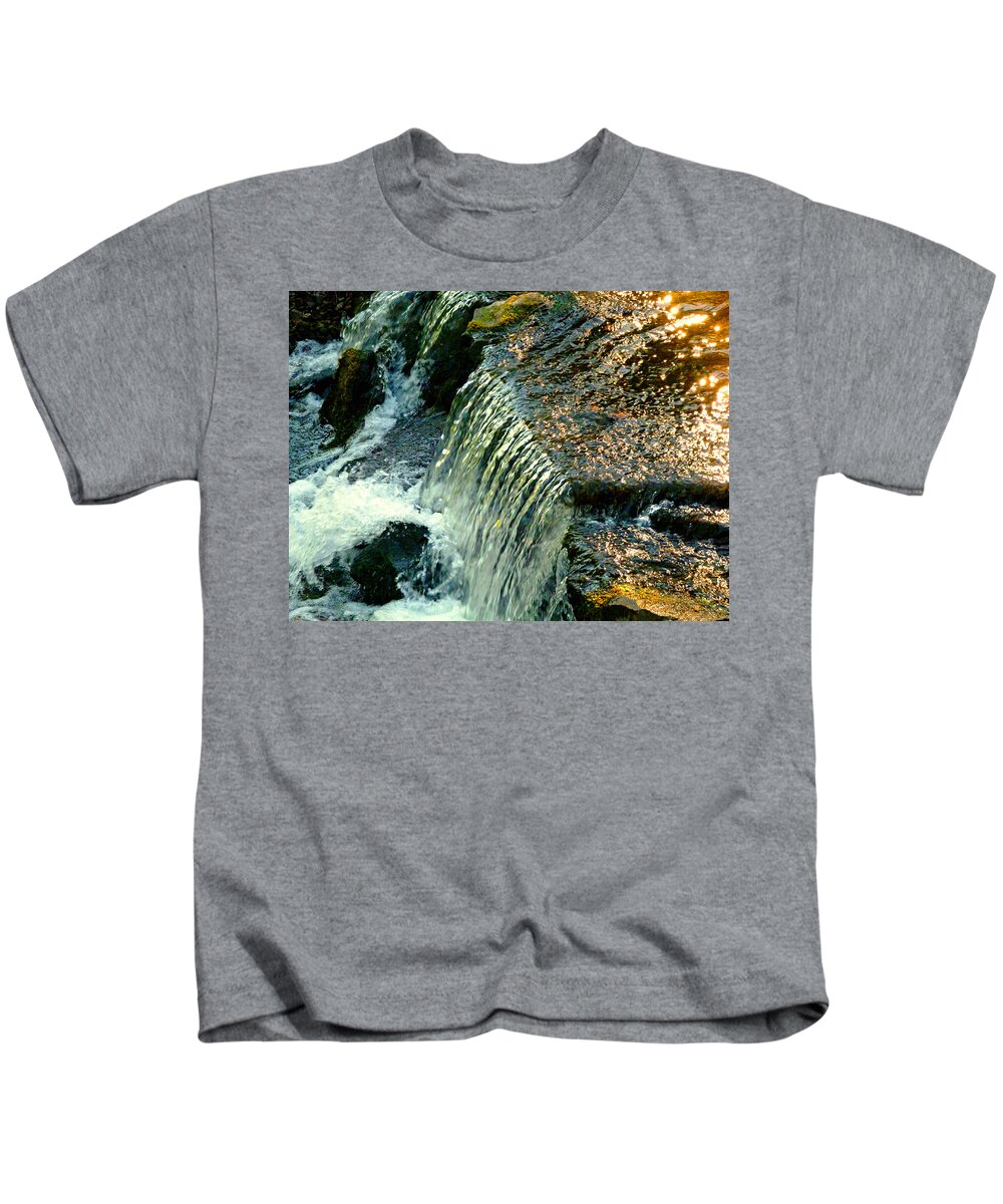 Garden Stream Kids T-Shirt featuring the photograph Stream in Morning Sunlight by Mike McBrayer