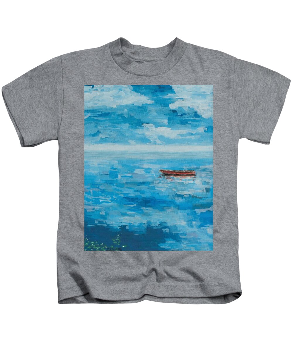 Boat Kids T-Shirt featuring the painting Summer Float by Deborah Smith