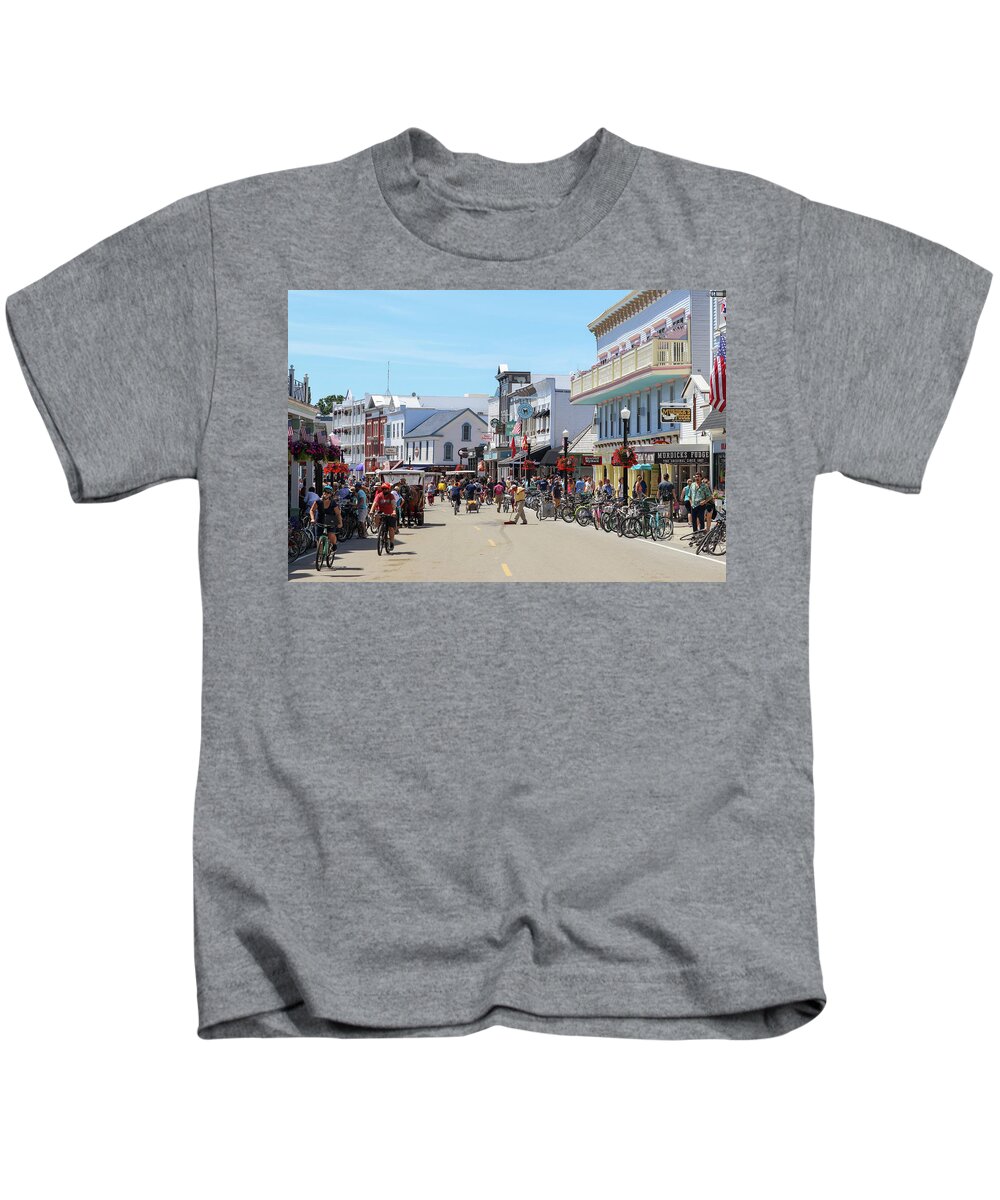 Michigan Kids T-Shirt featuring the photograph Summer Life on Mackinac Island by Mary Anne Delgado