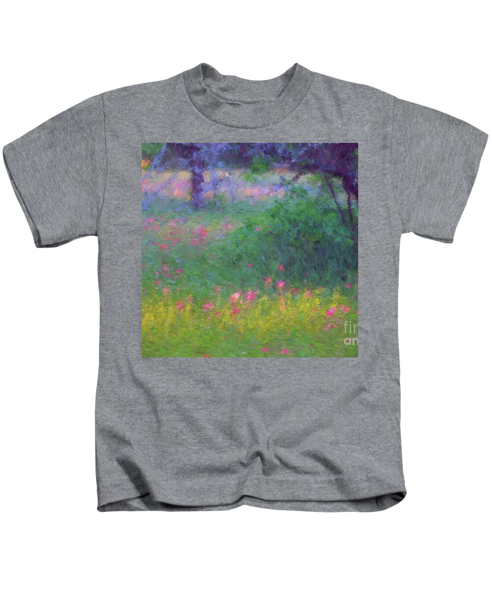 Impressionism Kids T-Shirt featuring the digital art Sunset in Flower Meadow by Sharon Beth