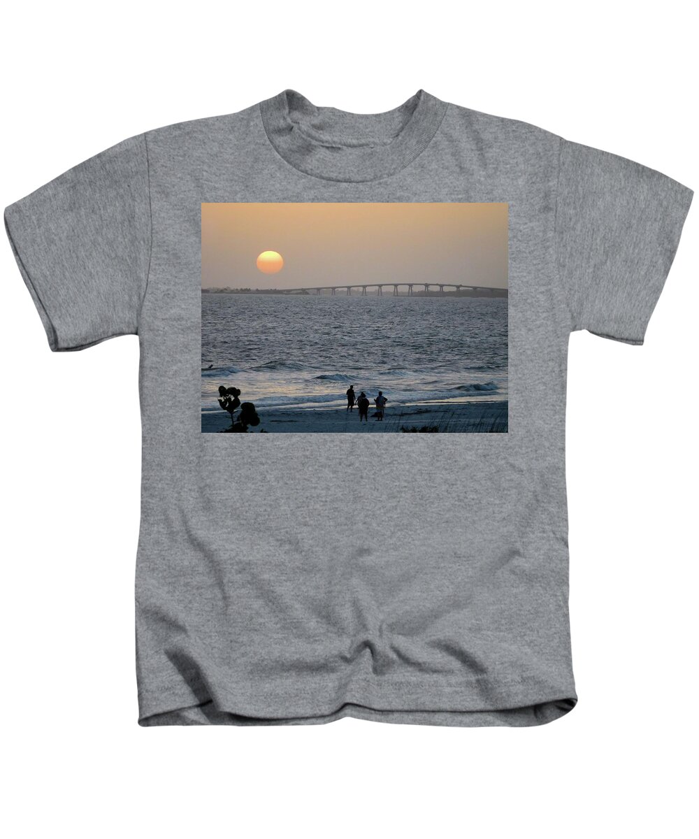Sunset Kids T-Shirt featuring the photograph Sunset Sanibel Causeway by Karen Stansberry