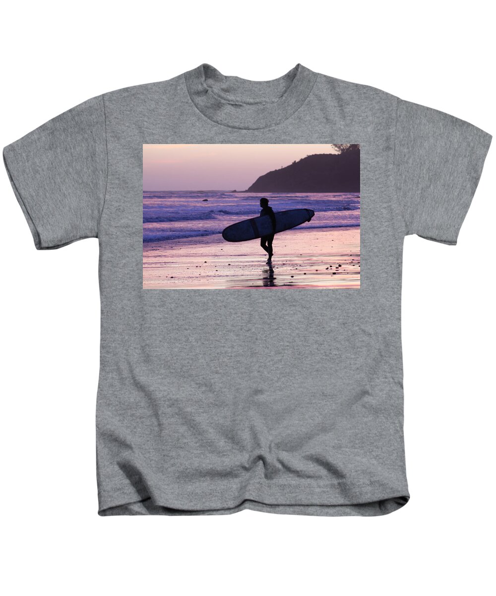 Sunset Kids T-Shirt featuring the photograph Sunset Surf by FD Graham