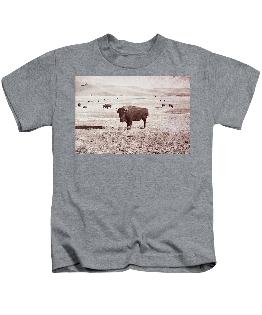 Buffalo Kids T-Shirt featuring the photograph The American Bison by Cathy Anderson