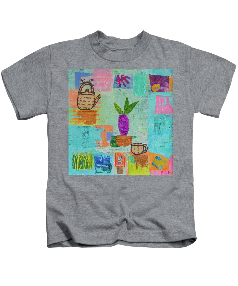 Tea Kids T-Shirt featuring the mixed media The Art of Tea Two by Julia Malakoff