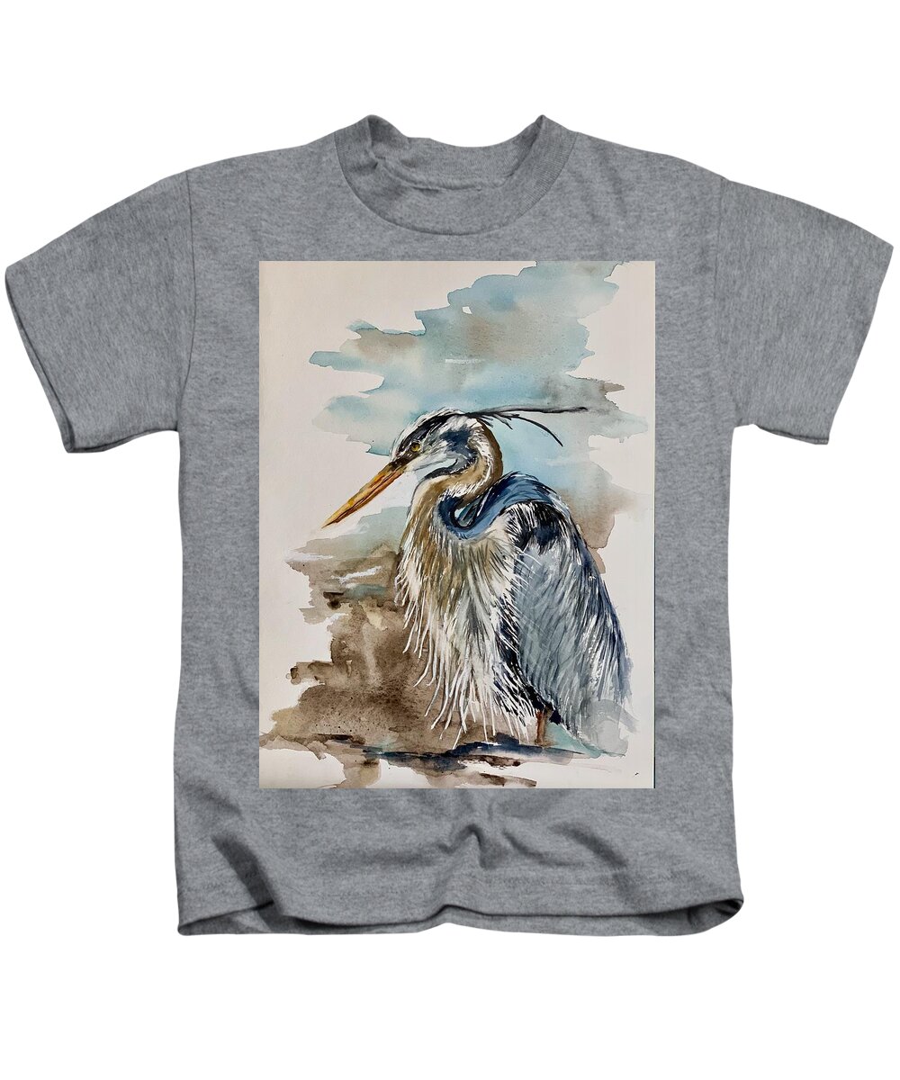  Kids T-Shirt featuring the painting The bird by Diane Ziemski
