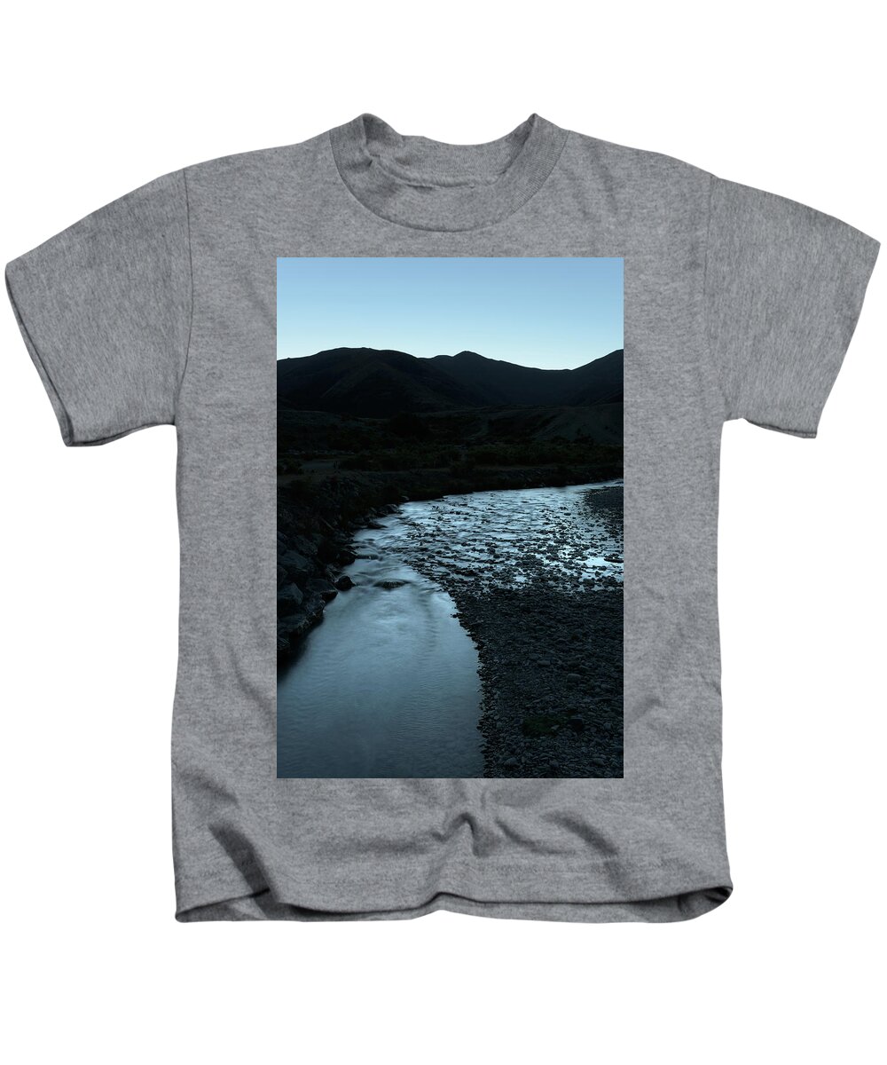 #nofilter #newzealand #landscape #mountain #hills #river #mirrorlake #dark #light #sunset #creek #bluelight Kids T-Shirt featuring the photograph The Blue Creek by Itto Ogami