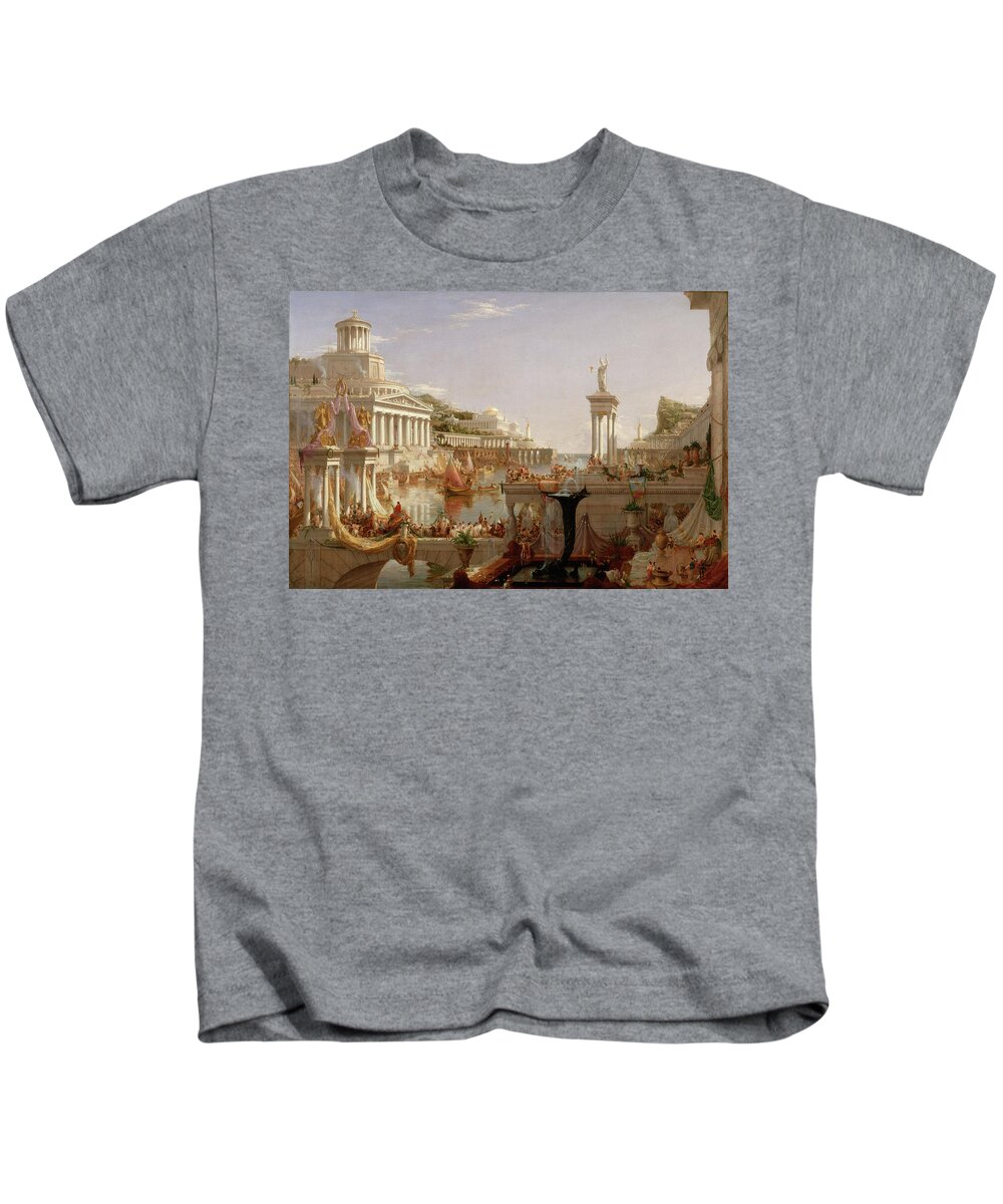 Thomas Cole Kids T-Shirt featuring the painting The Course of Empire Consummation by Thomas Cole