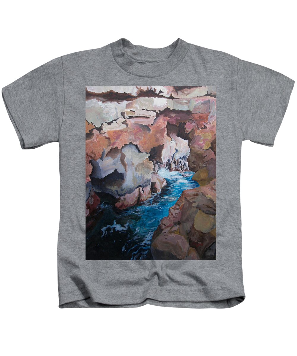 Ocean Kids T-Shirt featuring the painting The Jumping off Place by Megan Collins