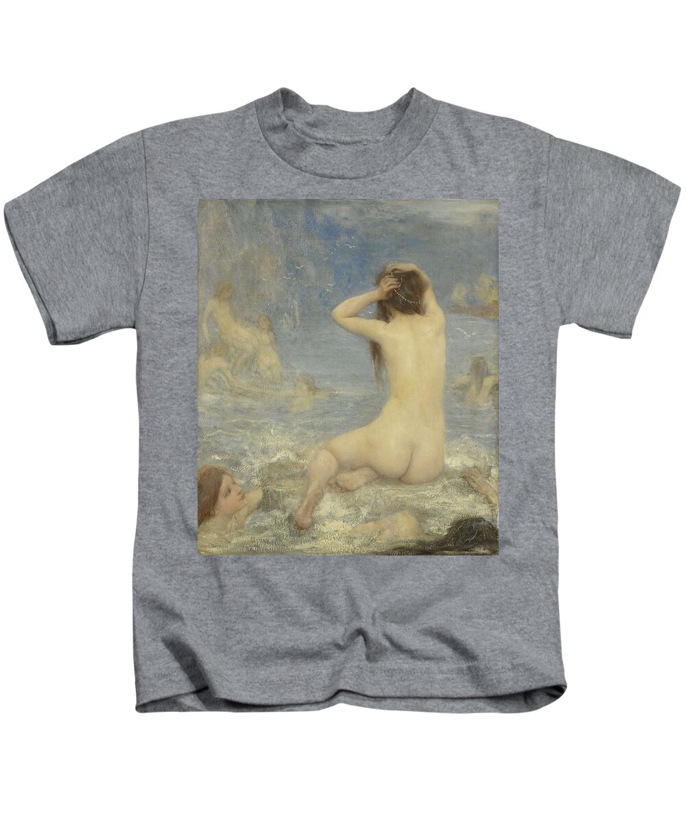 Canvas Kids T-Shirt featuring the painting The Sirens. by John Macallan Swan -1847-1910-