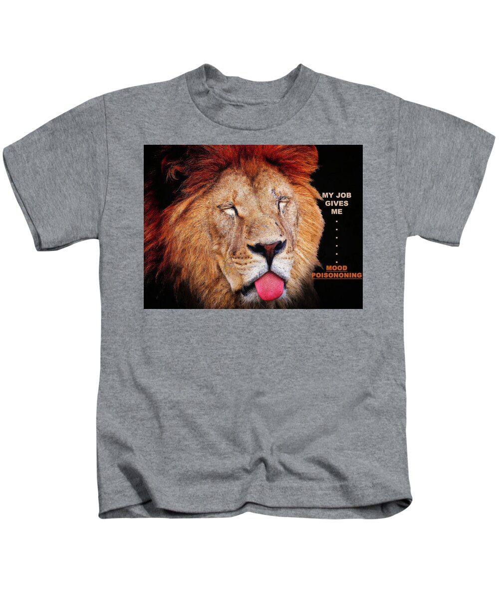 Lions Kids T-Shirt featuring the digital art This Lion Has Lost His Humour by Michelle Liebenberg
