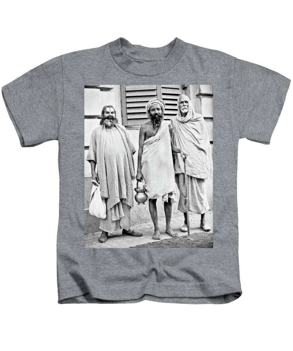 India Sadhus Kids T-Shirt featuring the photograph Three Sadhus by Neil Pankler